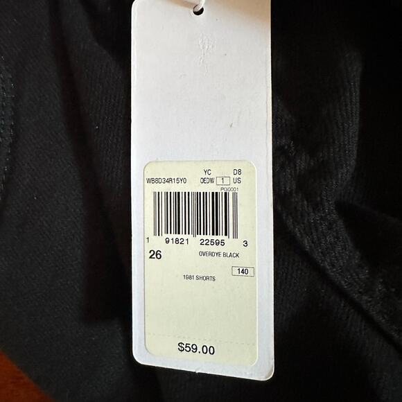 Guess Overdye Black 1981 Cutoff Denim Jean Shorts Raw Edge NWT 80s size 26 - Picture 10 of 16